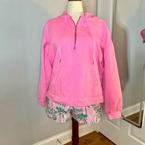 Lilly Suri Hoodie quarter zip in Pink Isle L
